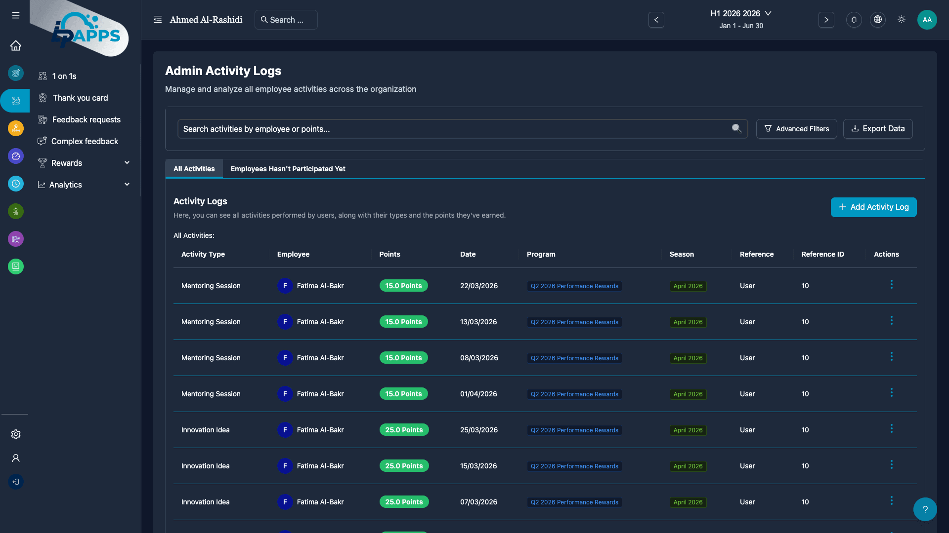 Rewards Activity Logs