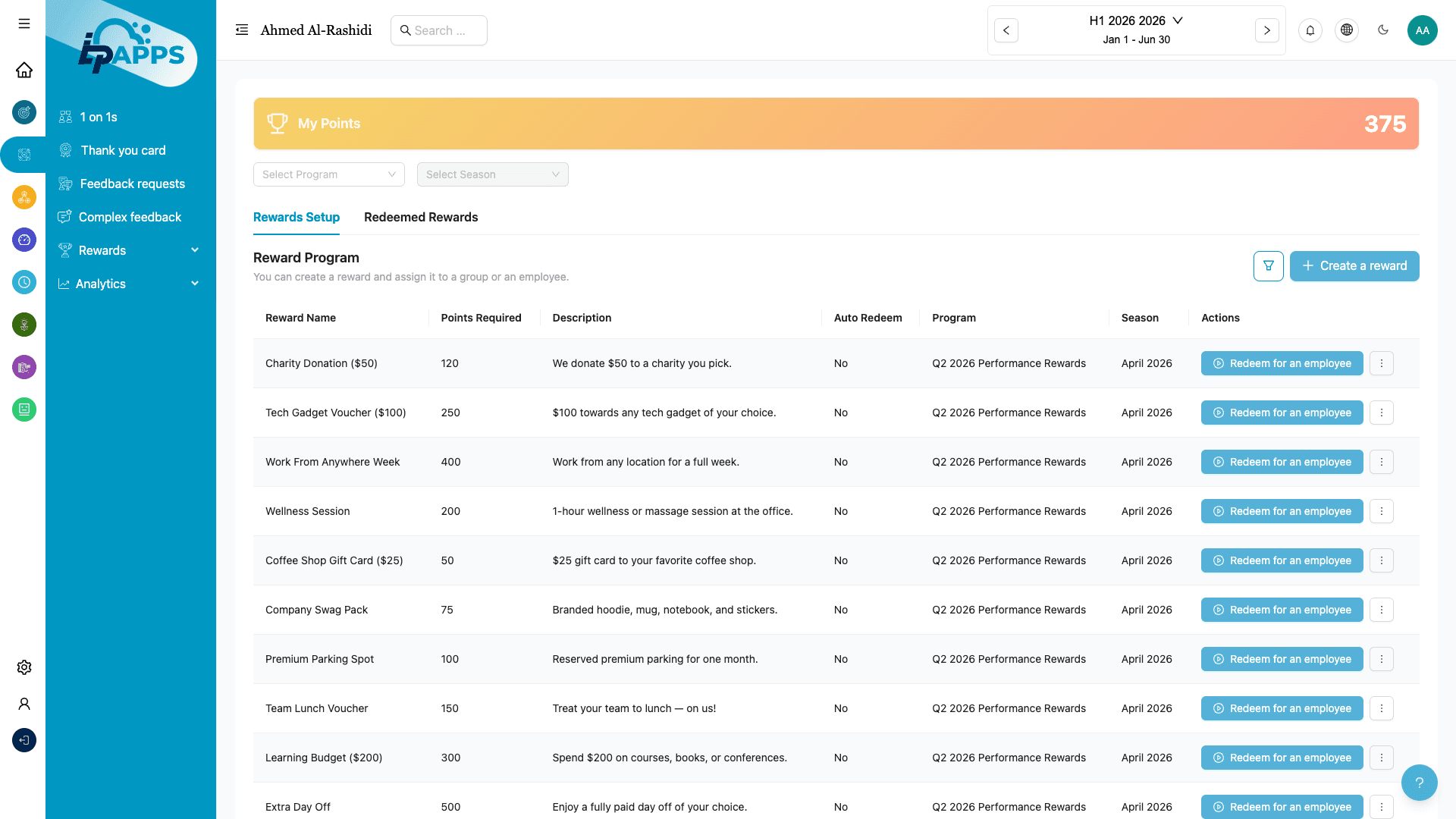 Rewards Catalog & Points