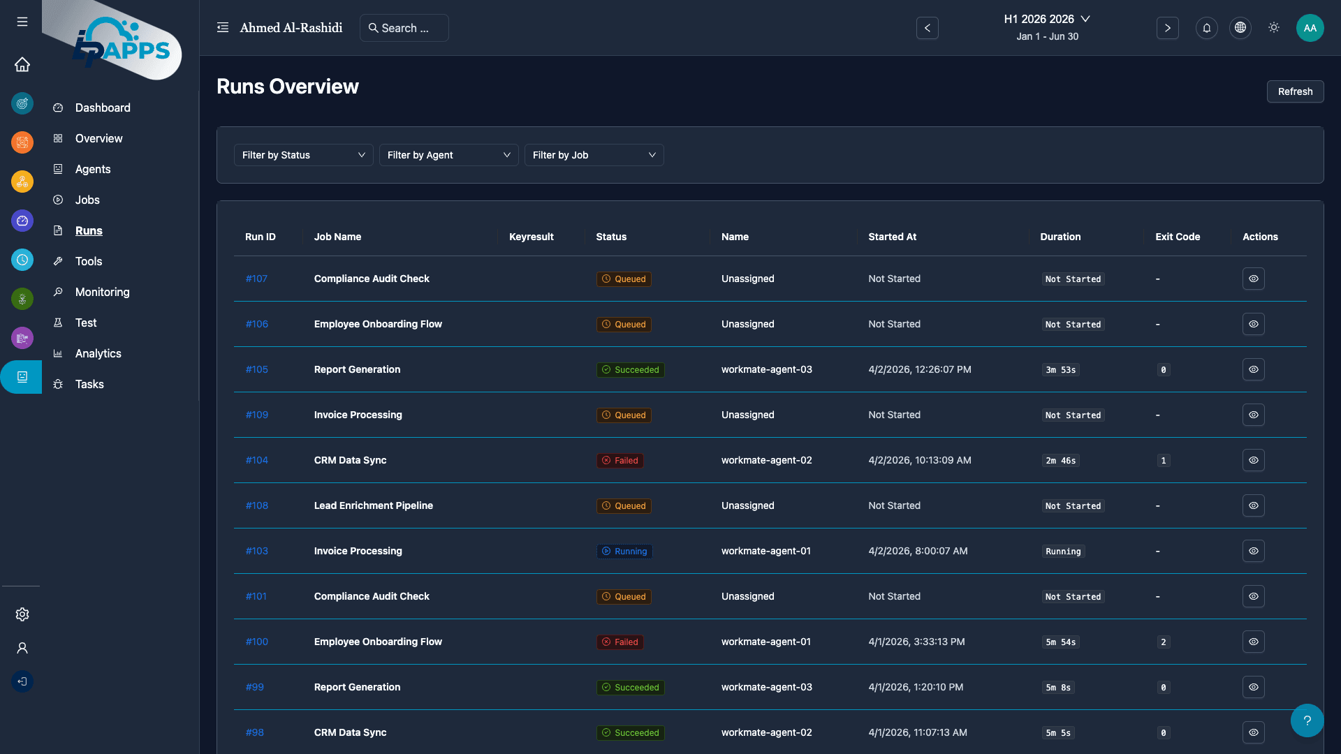 Run History & Execution Tracking